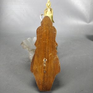 Aplique Francés de Bronce con Tulipa y Base de Madera - imagen 5