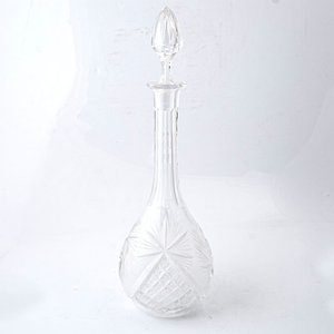 Lote siguiente: Botellón de Cristal Hialino Tallado con Tapón - Alto 38 cm