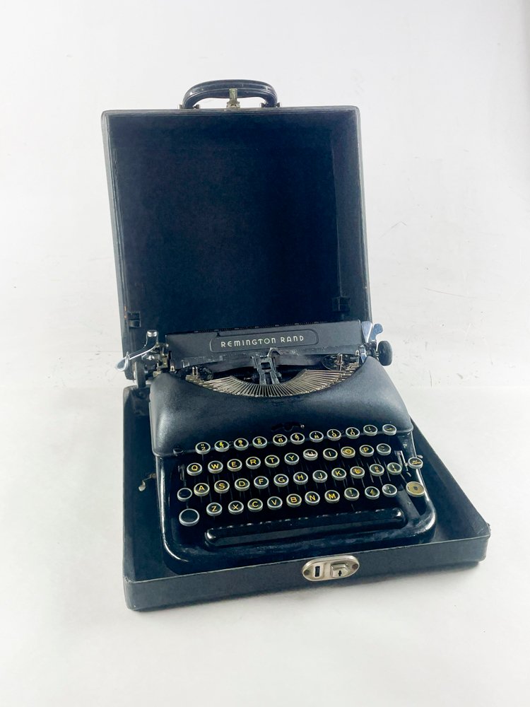 Máquina de Escribir Antigua Remington Rand con Estuche Negro