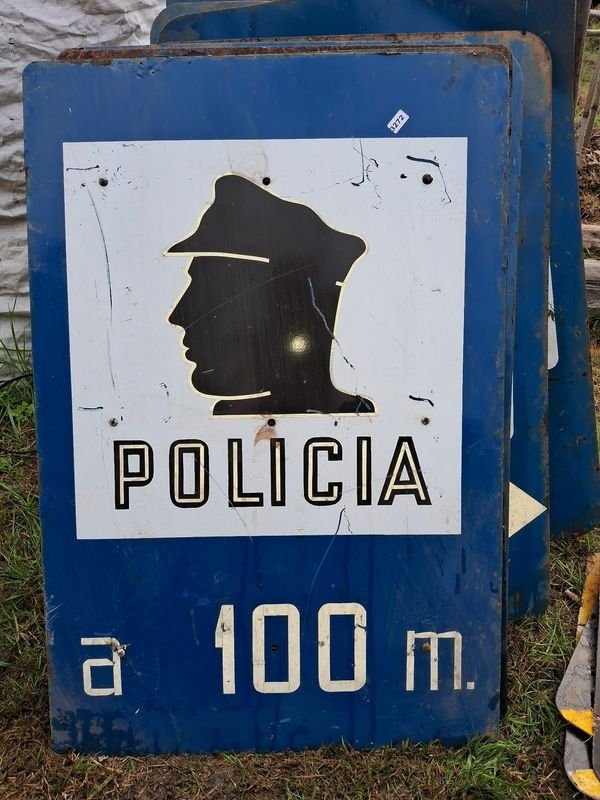 Cartel de señalización policial a 100 metros, medidas 60 x 90