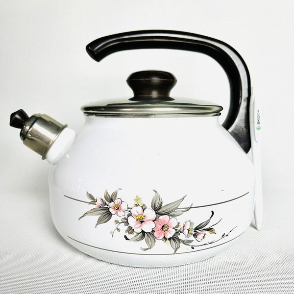 Caldera grande esmaltada con asa de vaquelita - Teapot decorativo - imagen 4