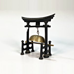 Gong Oriental en Metal Negro con Campanilla y Martillo de Bronce - imagen 3