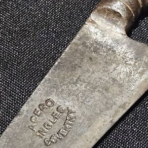 Cuchillo Antiguo "Acero Inglés" con Cabo de Plata y Oro - imagen 3