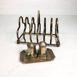 Lote siguiente: Juego de Salero y Pimentero con Porta Servilletas Metálico Vintage