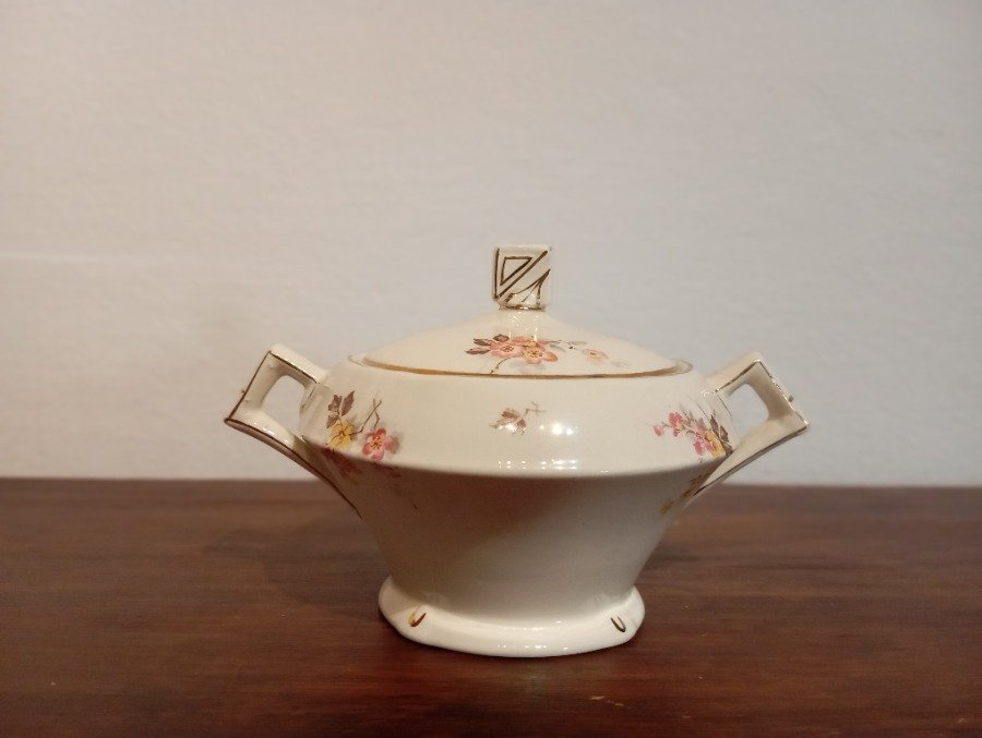 Azucarero de porcelana con diseño floral - imagen 3