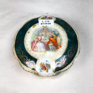 Alhajero de Porcelana Alemana con Guarda Verde y Dorada - imagen 2