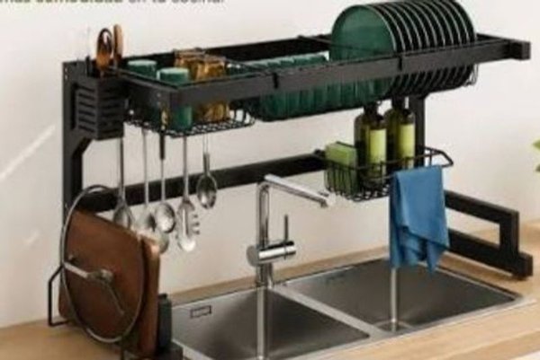Cubiertero Organizador Sobre Mesada Negro 85cm