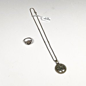 Conjunto de Cadena de Plata con Colgante Árbol de la Vida y Anillo a Juego - imagen 1