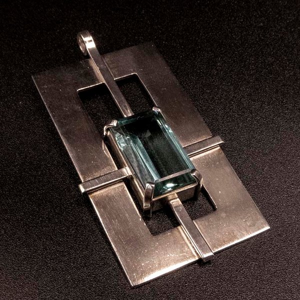 Colgante de Plata 950 con Obsidiana Rectangular