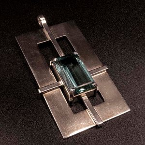Colgante de Plata 950 con Obsidiana Rectangular - imagen 1