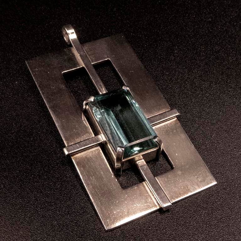 Colgante de Plata 950 con Obsidiana Rectangular
