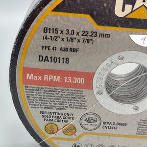 Kit 10 Discos de Corte para Hierro CAT 115mm x 3mm x 22.22mm - imagen 2