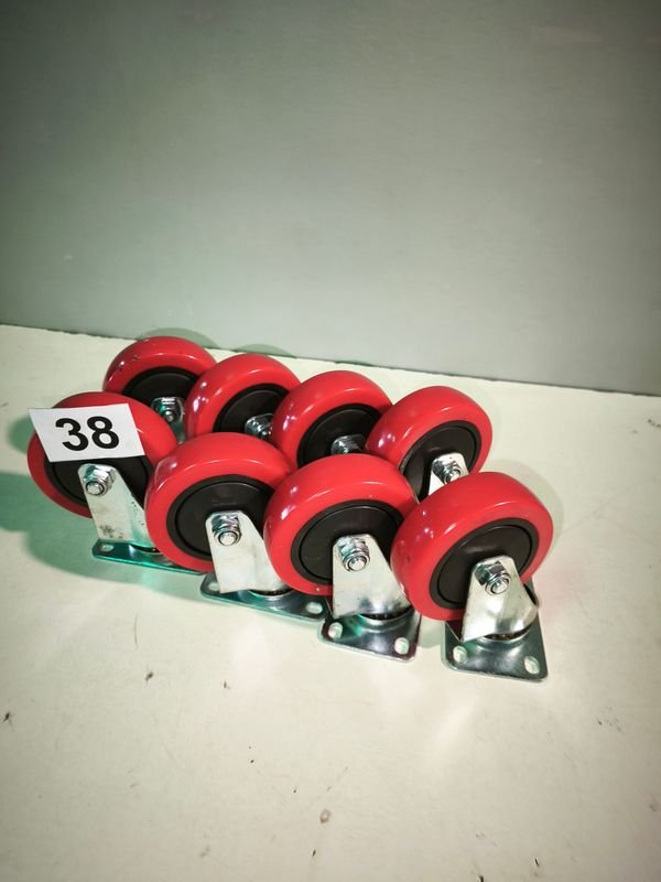 8 Ruedas Giratorias de Teflón Rojas