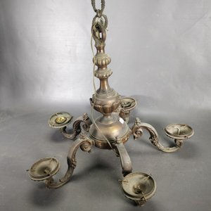 Araña de Bronce Antigua de 4 Luces con Detalles - imagen 5