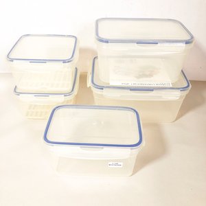 Juego de 5 Tapers Plásticos Transparentes con Tapa Azul - imagen 3