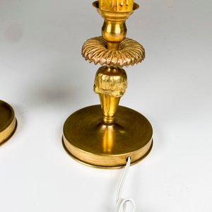Par de lamparas de bronce con pantallas ,alturas 38 cm - imagen 5