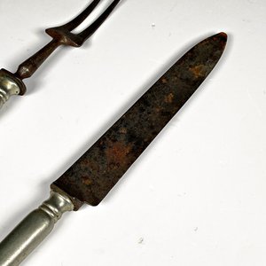 Par de Cubiertos de Servir Antiguos "Germania B" Metal - imagen 2