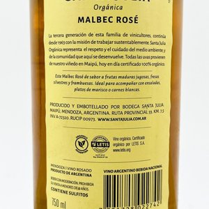 3 Botellas de vino Santa Julia organica Malbec Rose 2020 - imagen 2
