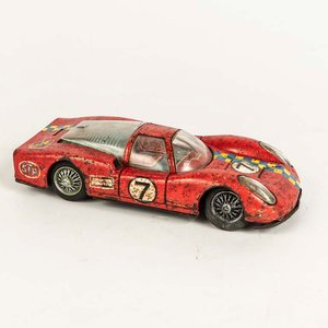 Auto Porche de carrera de chapa litografiada a pila marca Daiya made in Japan - Medidas: 18cm - imagen 2