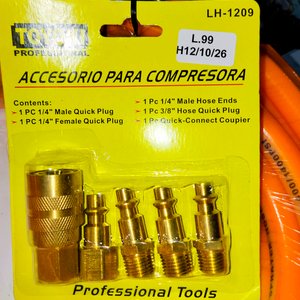 Manguera de Compresor Naranja 15 Metros con Manómetro y Juego de Acoples - imagen 3