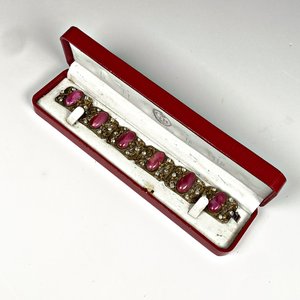 Pulsera Enchapada con Piedras Rosadas y Cristales, con Estuche - imagen 2