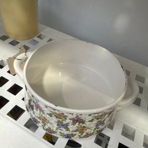 Sopera de Cerámica con Tapa Azul y Diseño Floral - imagen 2