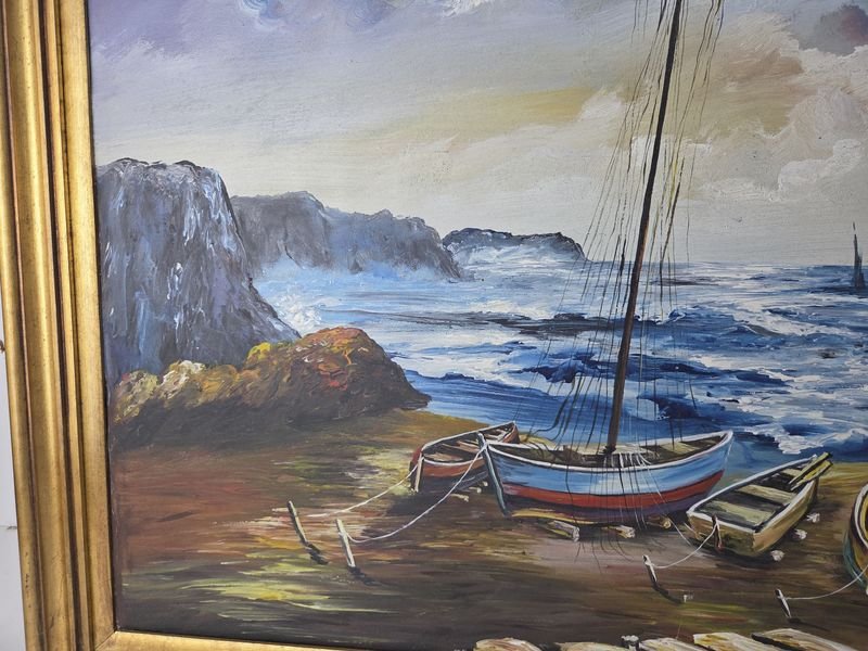 Pintura al óleo firmada de Moreira enmarcada - imagen 3