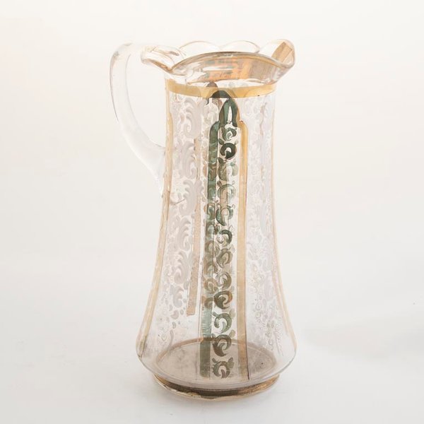 Jarra de Cristal Veneciano con Esmalte Dorado y Diseño Floral - imagen 1