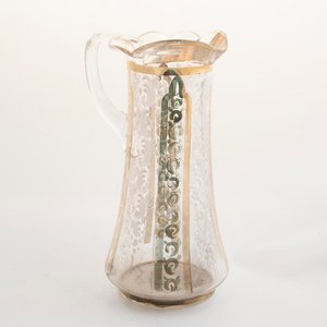 Jarra de Cristal Veneciano con Esmalte Dorado y Diseño Floral - imagen 1