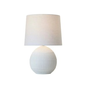 Lámpara de Mesa de Cerámica Blanca con Diseño de Líneas - imagen 2