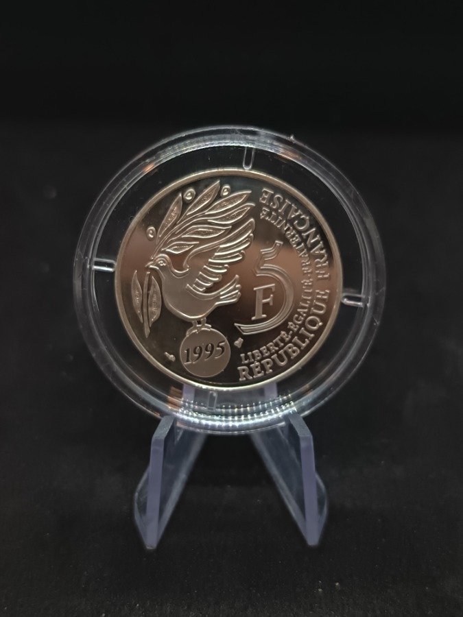 Moneda de Plata Francesa 5 Francos 1995 - 50° Aniversario ONU