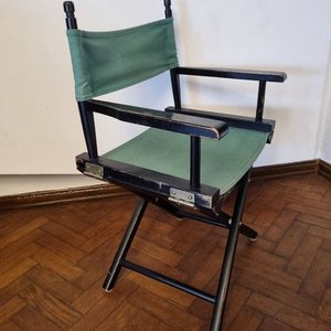 Silla Plegable Tipo Director Clásica Madera Negra Lona Verde - imagen 3