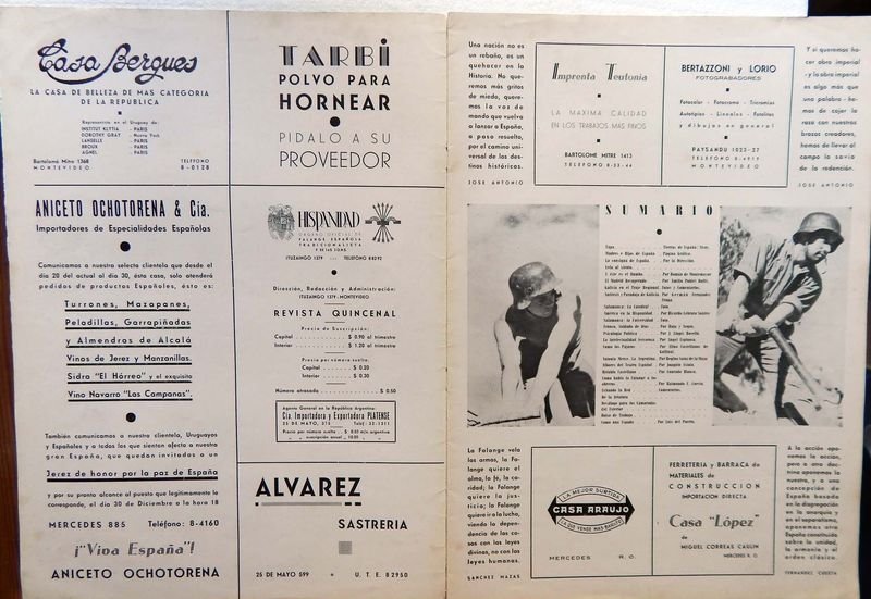 Revista Hispanidad: Publicación de la Falange Española Tradicionalista y de las J.O.N.S. en Uruguay - imagen 2