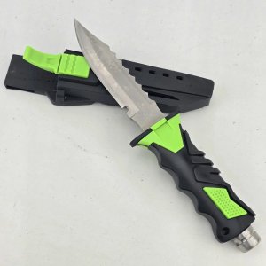 Cuchillo Táctico con Funda Negra y Detalles Verdes - imagen 1