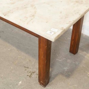 Mesa de Sala Rectangular con Tapa de Mármol y Base de Madera - imagen 2