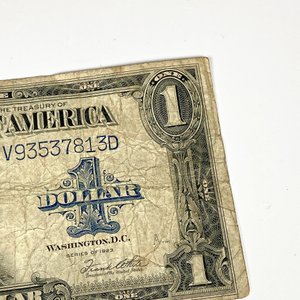 Billete de un Dólar Plata "Silver Certificate" Serie 1923 y Moneda Conmemorativa Franklin Mint - imagen 6