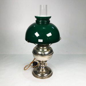 Lámpara de Mesa Vintage Metal y Vidrio Opalino Verde 52 cm - imagen 1