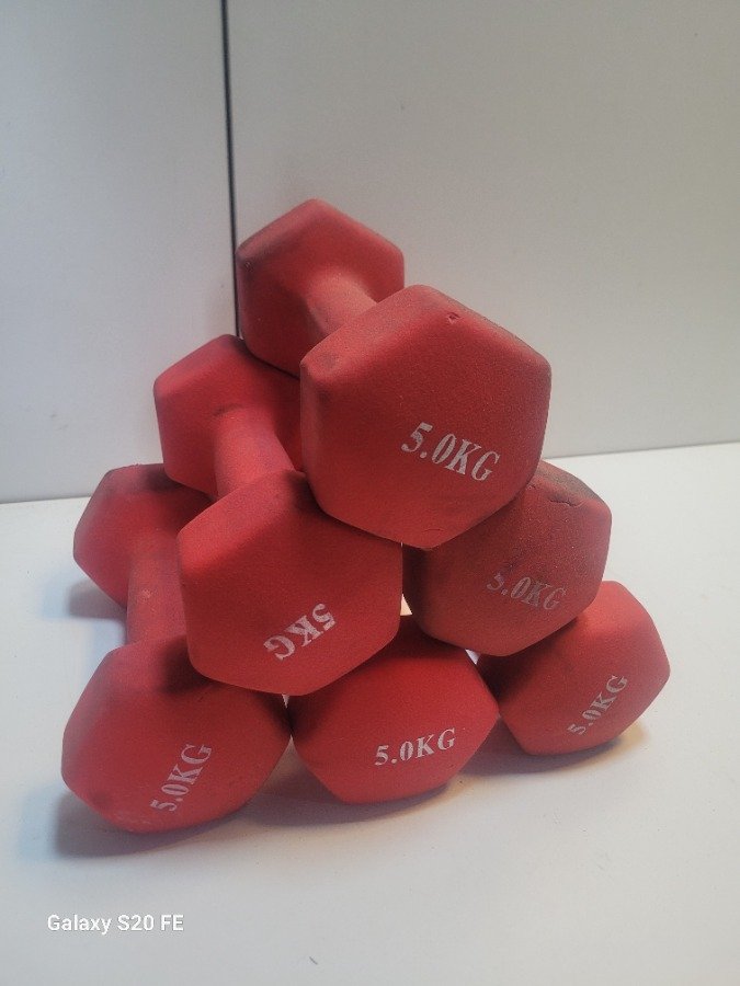 Set de 6 Mancuernas Rojas de 5 kg