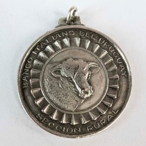 Medalla de Cobre Plateado Banco Italiano Uruguay Sección Rural - imagen 1