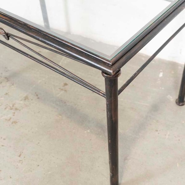 Mesa de comedor para exterior en hierro con tapa de vidrio - imagen 2