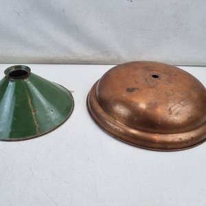 Base de Lámpara en Cobre con Campana Esmaltada Verde para Restaurar - imagen 2