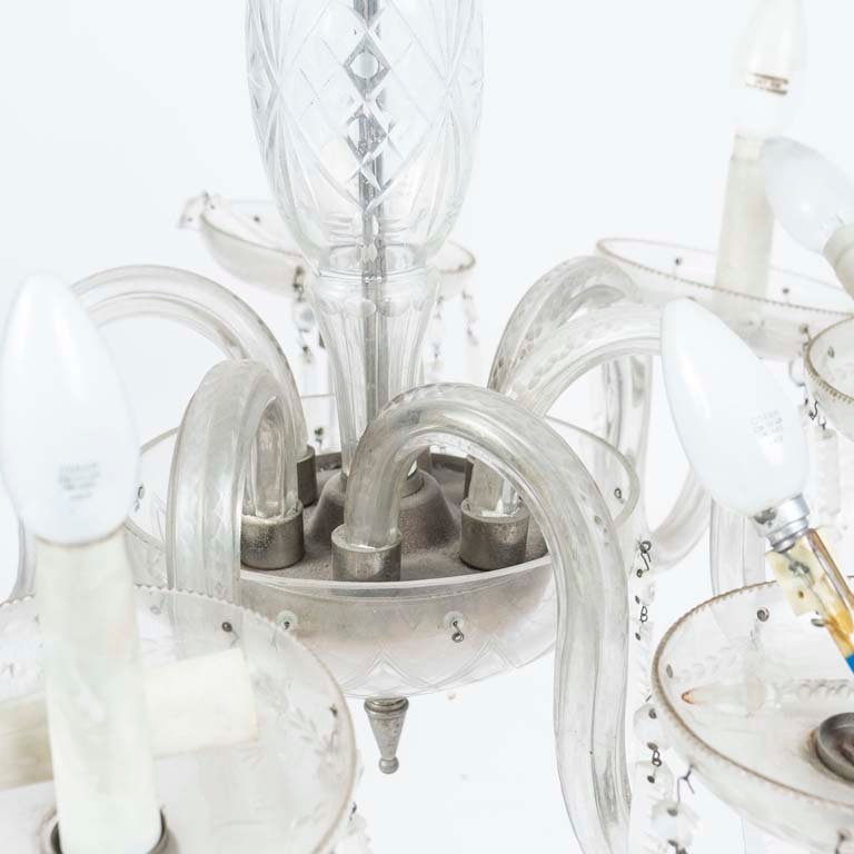 Lámpara de techo de 6 luces en cristal, floja y con detalles faltantes - imagen 2