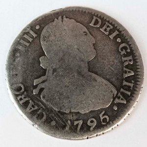Moneda de Plata Española Colonial 2 Reales Carlos IV 1796 - imagen 1