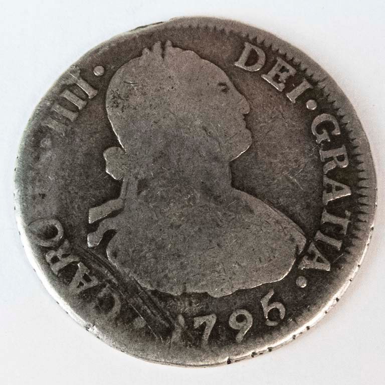 Moneda de Plata Española Colonial 2 Reales Carlos IV 1796