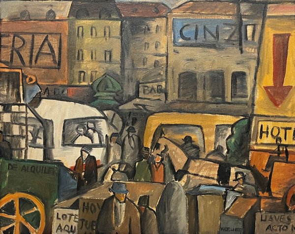 Walter Deliotti "Escena de Ciudad" Óleo sobre Tela (43 x 53 cm) - imagen 1