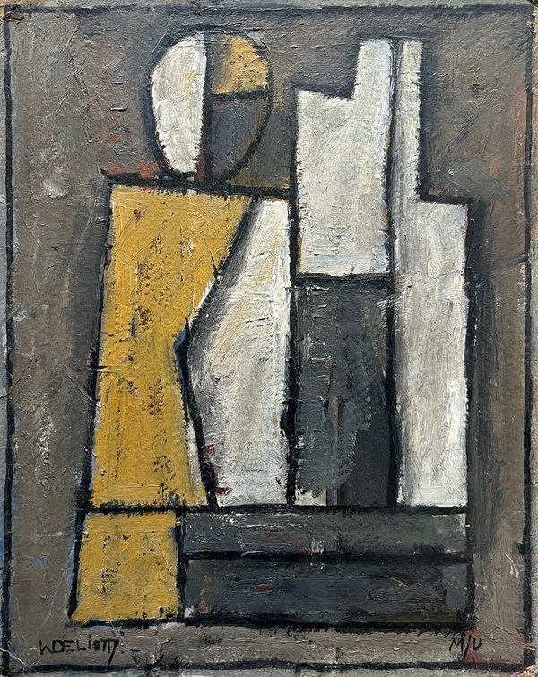 Composición de Walter Deliotti: Óleo sobre cartón abstracto, 36x30 cm - imagen 1