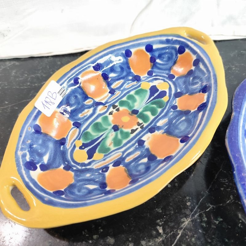 Dos copas de mayólica tipo Talavera mexicana, artesanía manual - imagen 2