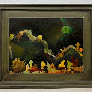 Obra "Nocturno" de Andrés Cortina: Técnica Mixta sobre Cartón (34 x 45 cm) - imagen 2