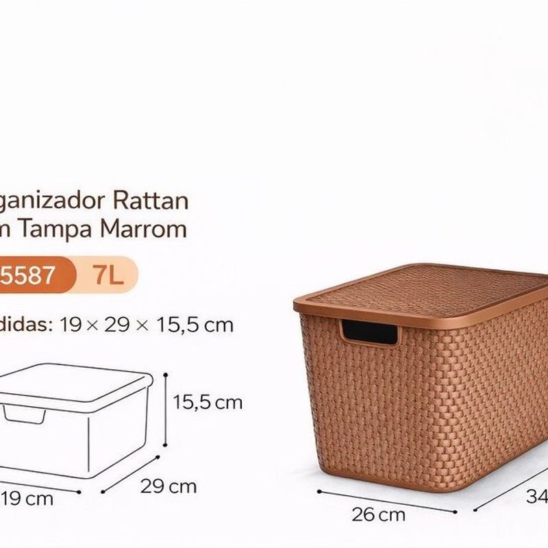 Caja Rattan de 7 litros para almacenamiento y decoración - imagen 2