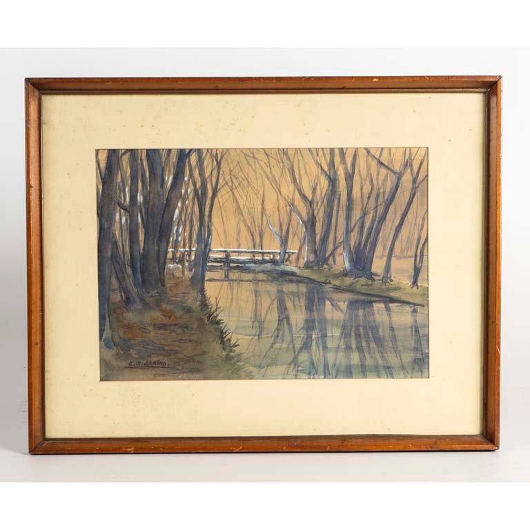 Lote siguiente: Acuarela "Lago en el bosque" de E.R.Garino - Medidas: 24x34cm